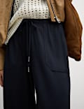Jersey Drawstring Pintuck Tapered Trousers