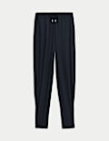 Jersey Drawstring Pintuck Tapered Trousers
