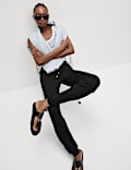 Jersey Drawstring Pintuck Tapered Trousers