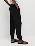 Jersey Drawstring Pintuck Tapered Trousers