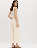 Denim High Waisted Belted Wide Leg Culottes