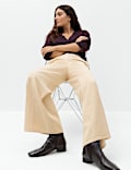 Pure Cotton Cord Wide Leg Trousers