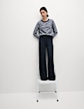 Jersey Pull On Fold Over Wide Leg Trousers