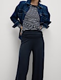 Jersey Pull On Fold Over Wide Leg Trousers