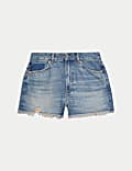 Hochgeschnittene Denim-Shorts im Cut-Off-Design