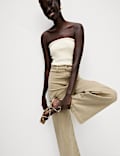 High Waisted Wide Leg Ankle Grazer Jeans