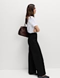High Waisted Wide Leg Ankle Grazer Jeans