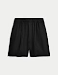 Hoch geschnittene Shorts aus reinem Leinen