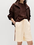 Side Stripe Longline Shorts with Linen