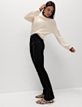Cotton Rich Crease Front Slim Flare Cord Trousers