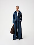Twill Pleated Formal Wide Leg Jean