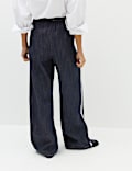 Cotton Rich Side Stripe Pull On Wide Leg Trousers