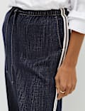 Cotton Rich Side Stripe Pull On Wide Leg Trousers