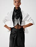 Faux Leather Midi Wrap Skirt