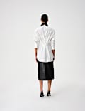 Faux Leather Midi Wrap Skirt