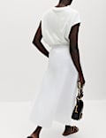 Pure Cotton Poplin Midi Skirt