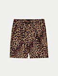 Pure Cotton Printed High Waisted Shorts
