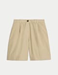 Pure Cotton Pleat Front Bermuda Shorts