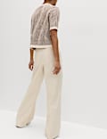 Pure Cotton Belted Straight Leg Trousers