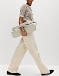 Pure Cotton Belted Straight Leg Trousers