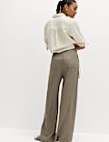 Linen Rich Tie Side Wide Leg Trousers