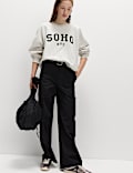 Cotton Rich Cargo Wide Leg Trousers