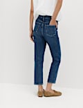 High Waisted Cropped Slim Fit Jeans