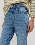 Schmal geschnittene Cropped-Jeans mit hohem Bund