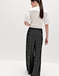 Printed Pull On Wide Leg Trousers