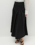 Cotton Rich Checked Button Detail Maxi Skirt