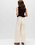Pull On High Waisted Barrel Leg Jeans