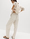 Linen Rich Elasticated Waist Tapered Trousers