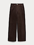 Faux Suede Wide Leg Trousers