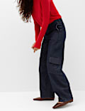 Utility Mid Rise Barrel Jeans with Lyocell