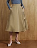 Pure Cotton Buckle Detail Midi Wrap Skirt
