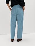 Pantalon 100 % coton coupe carotte &agrave; taille &eacute;lastique