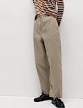 Pure Cotton Elasticated Waist Carrot Leg Trousers