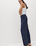 Pull On Elasticated Waist Straight Leg Trousers