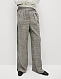 Checked Pull On Wide Leg Trousers