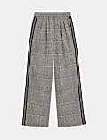 Checked Pull On Wide Leg Trousers