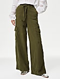 Pantalon pratique coupe large en lyocell m&eacute;lang&eacute;