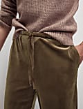 Velour Drawstring Wide Leg Trousers
