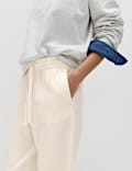 Cotton Blend Pull On Tapered Trousers