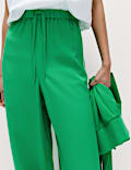 Side Stripe Wide Leg Trousers with Linen