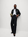 Pantalon coupe carotte nette en coton