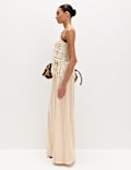 Striped Wide Leg Trousers with Linen