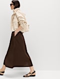 Pure Cotton Poplin Tie Side Midi Skirt