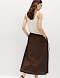 Pure Cotton Poplin Tie Side Midi Skirt