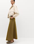 Jupe longue 100 % coton &agrave; taille basse