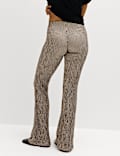 Textured Striped Flared Trousers